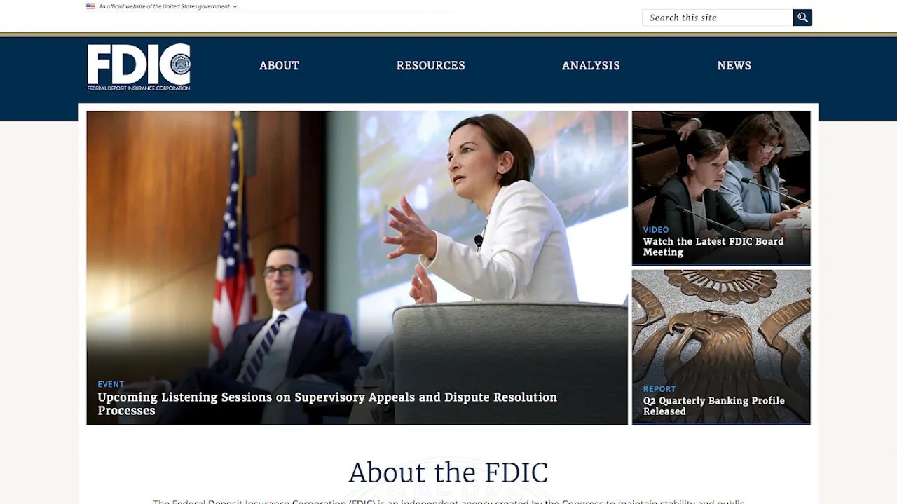 Screenshot of FDIC project shown in Threde's portfolio