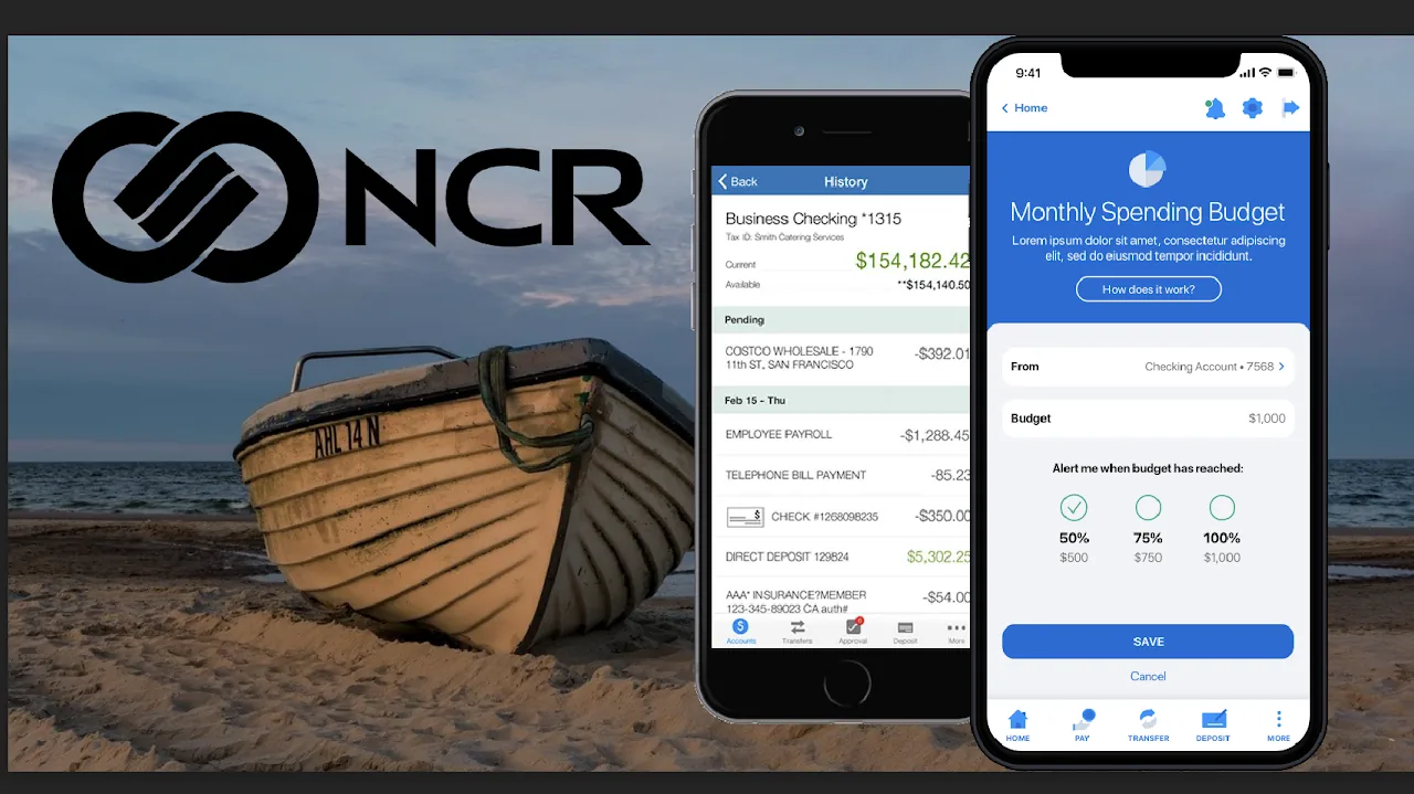 Screenshot of NCR mobile banking project shown in Threde's portfolio